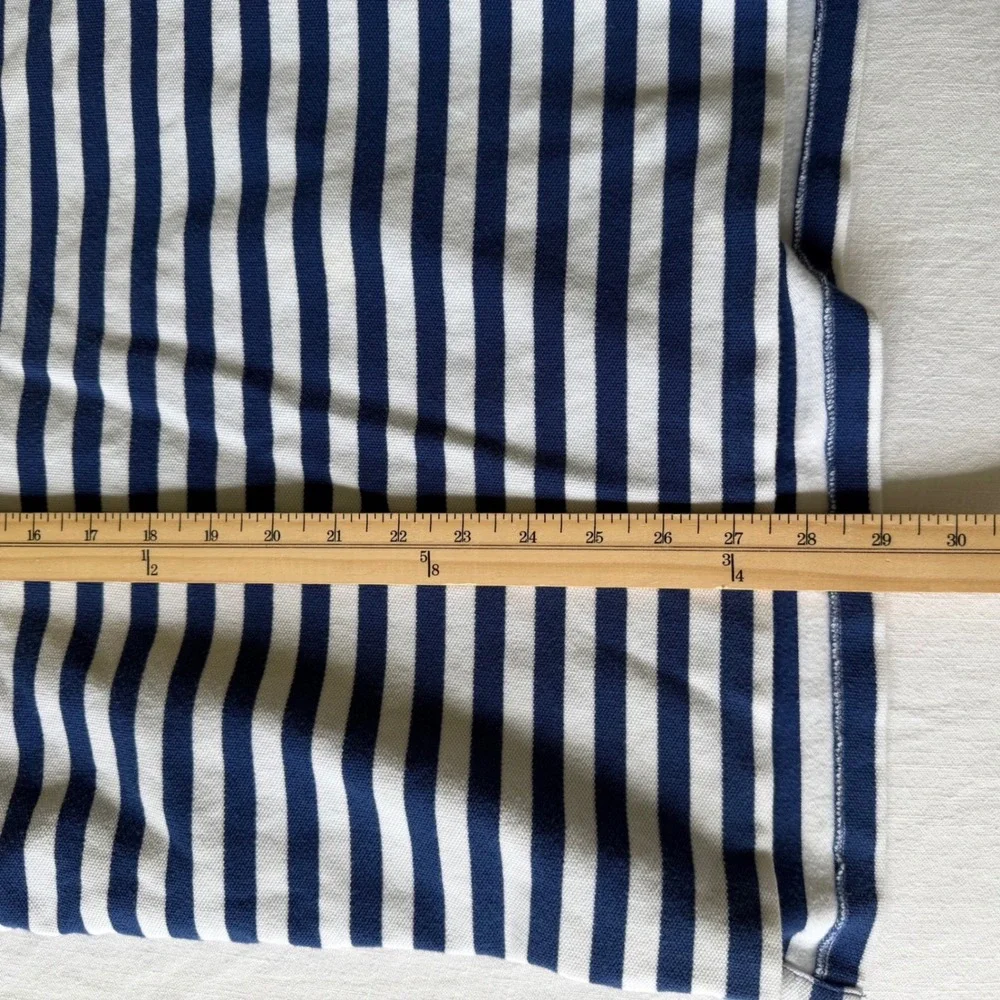 90's Polo Ralph Lauren XXL Blue White Striped Custom Fit Crest Polo Shirt